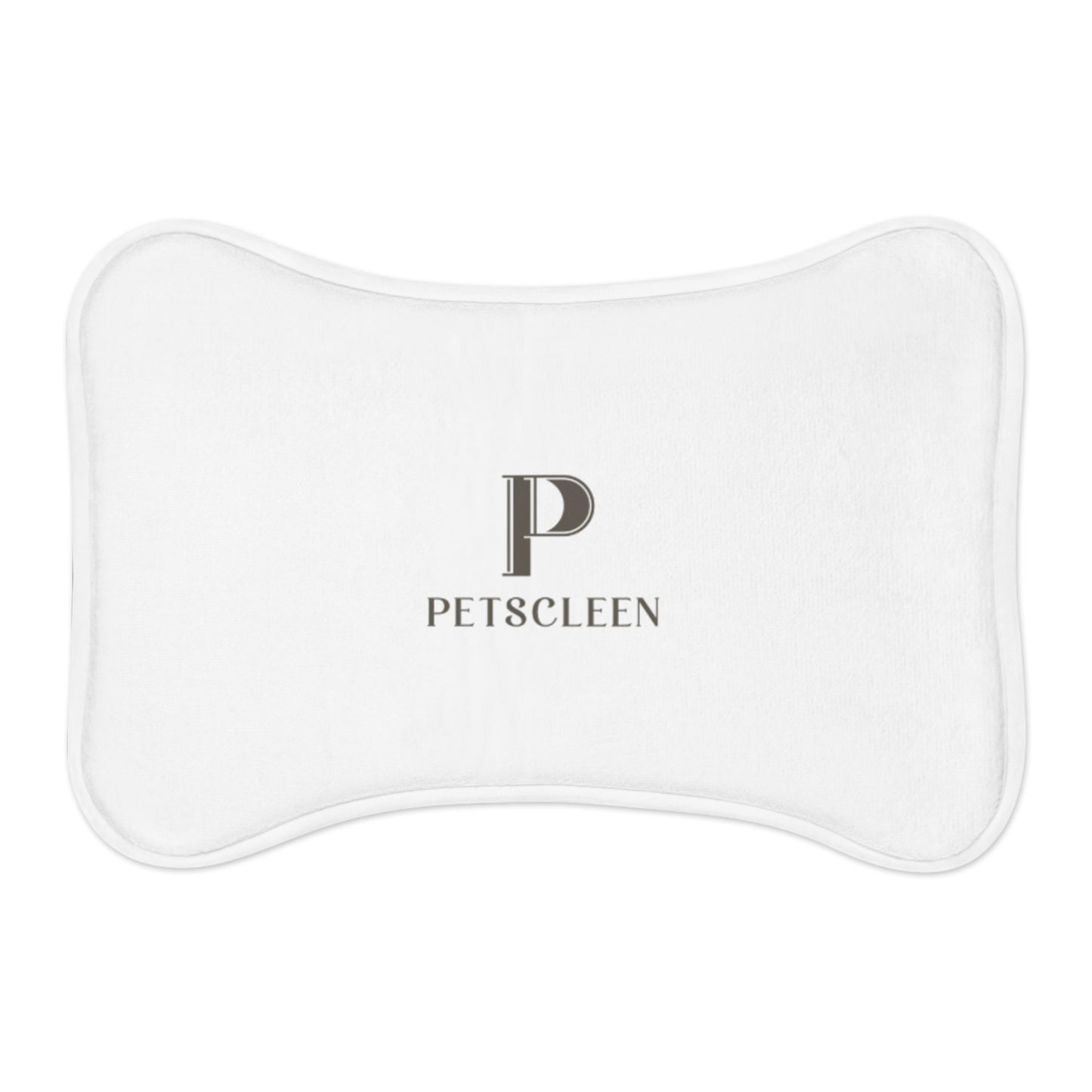 Pet Feeding Mat — Absorbent Bone-Shaped Placemat with 'PETS CLEEN' Logo