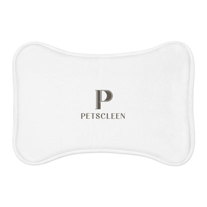 Pet Feeding Mat — Absorbent Bone-Shaped Placemat with 'PETS CLEEN' Logo