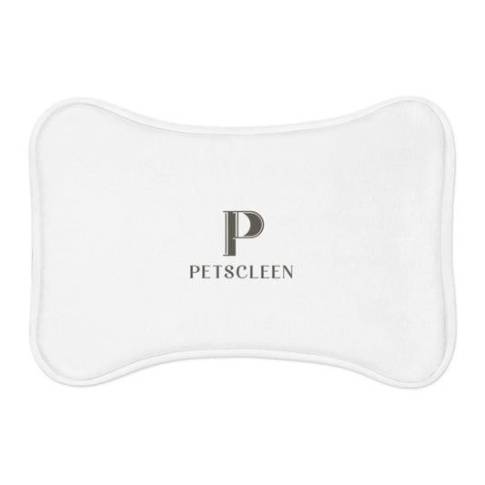 Pet Feeding Mat — Absorbent Bone-Shaped Placemat with 'PETS CLEEN' Logo