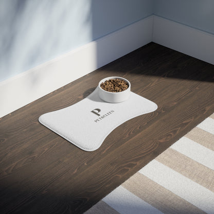 Pet Feeding Mat — Absorbent Bone-Shaped Placemat with 'PETS CLEEN' Logo